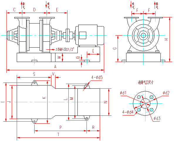 SK1.5/3真空泵安装尺寸图